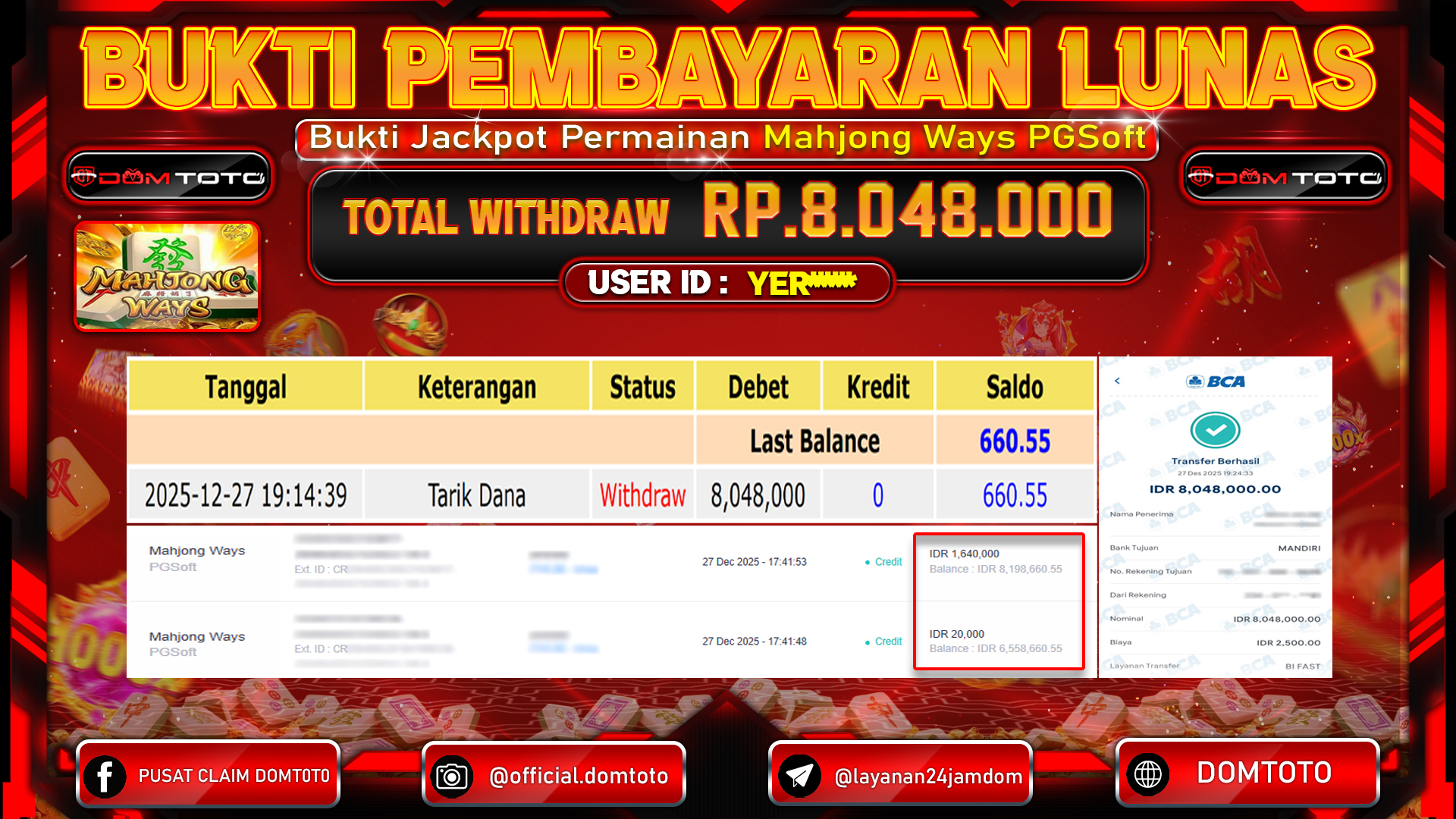 JACKPOT SLOT Mahjong Ways PGSoft 27 DECEMBER 2025
